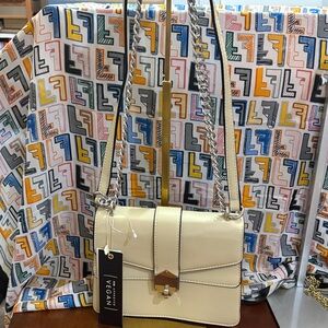 Ivory Crossbody Bag with Chain Detail
